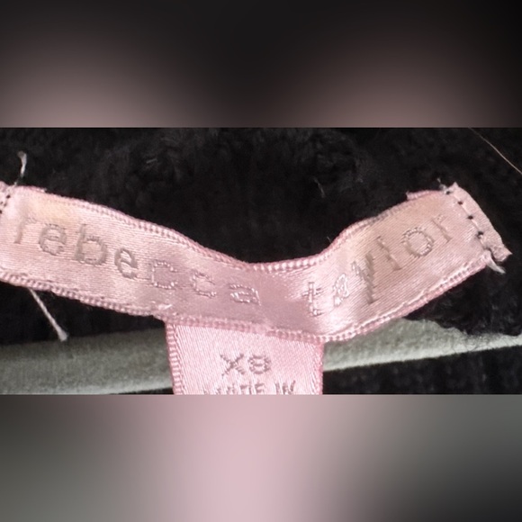 Rebecca Taylor Black Wool Blend Pompom Tie Front Cardigan Sweater - Picture 8 of 8